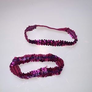Two (2) Girls pink/purple sequin stretchy headbands